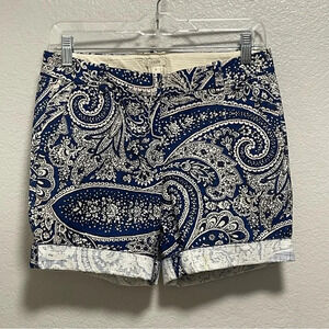 J. Crew Antique Paisley Print Cotton Shorts Size 0